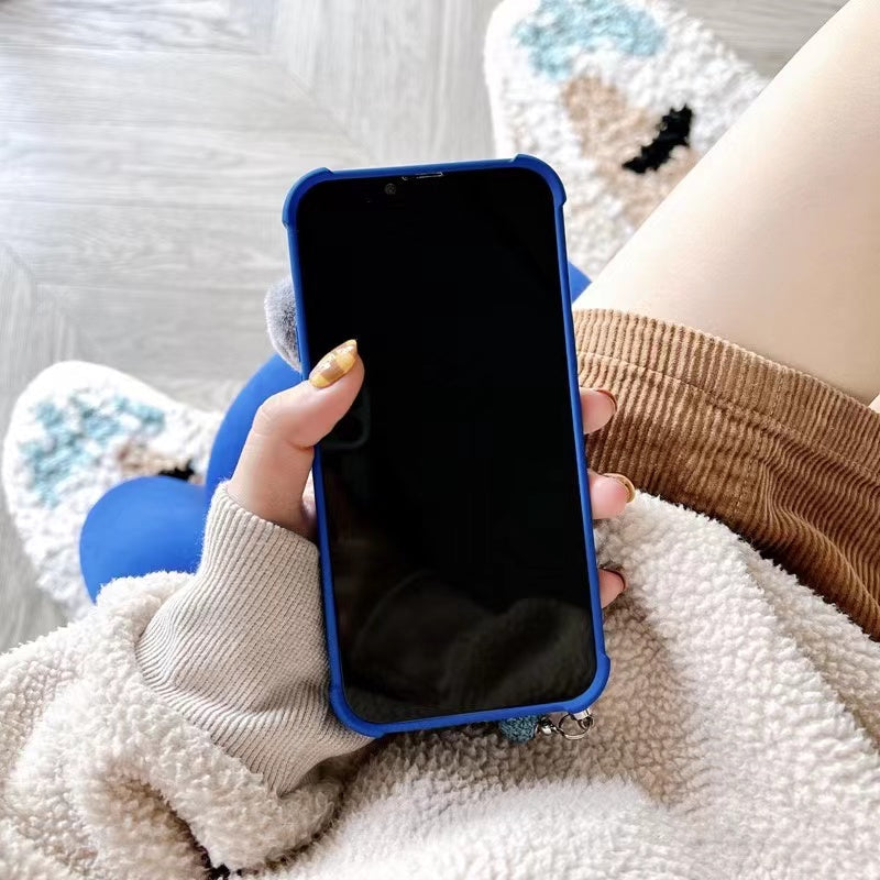 Klein Blue Lattice Phone Case with Heart Shape Hand Strap