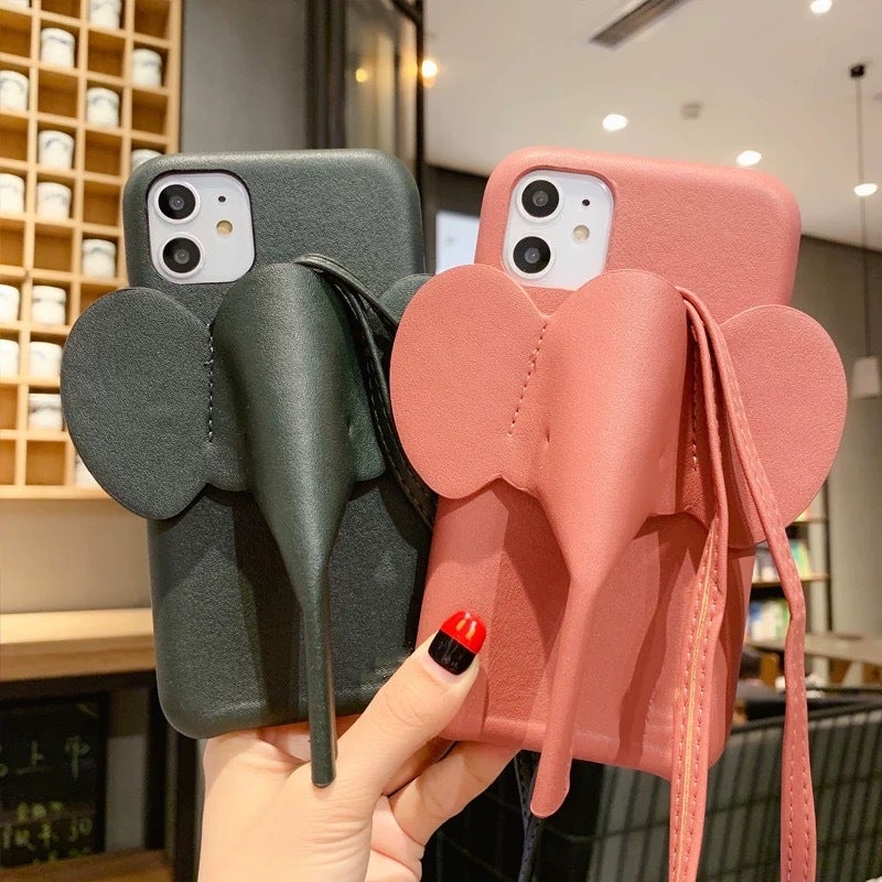 Leather Elephant's Nose Strap Phone Case