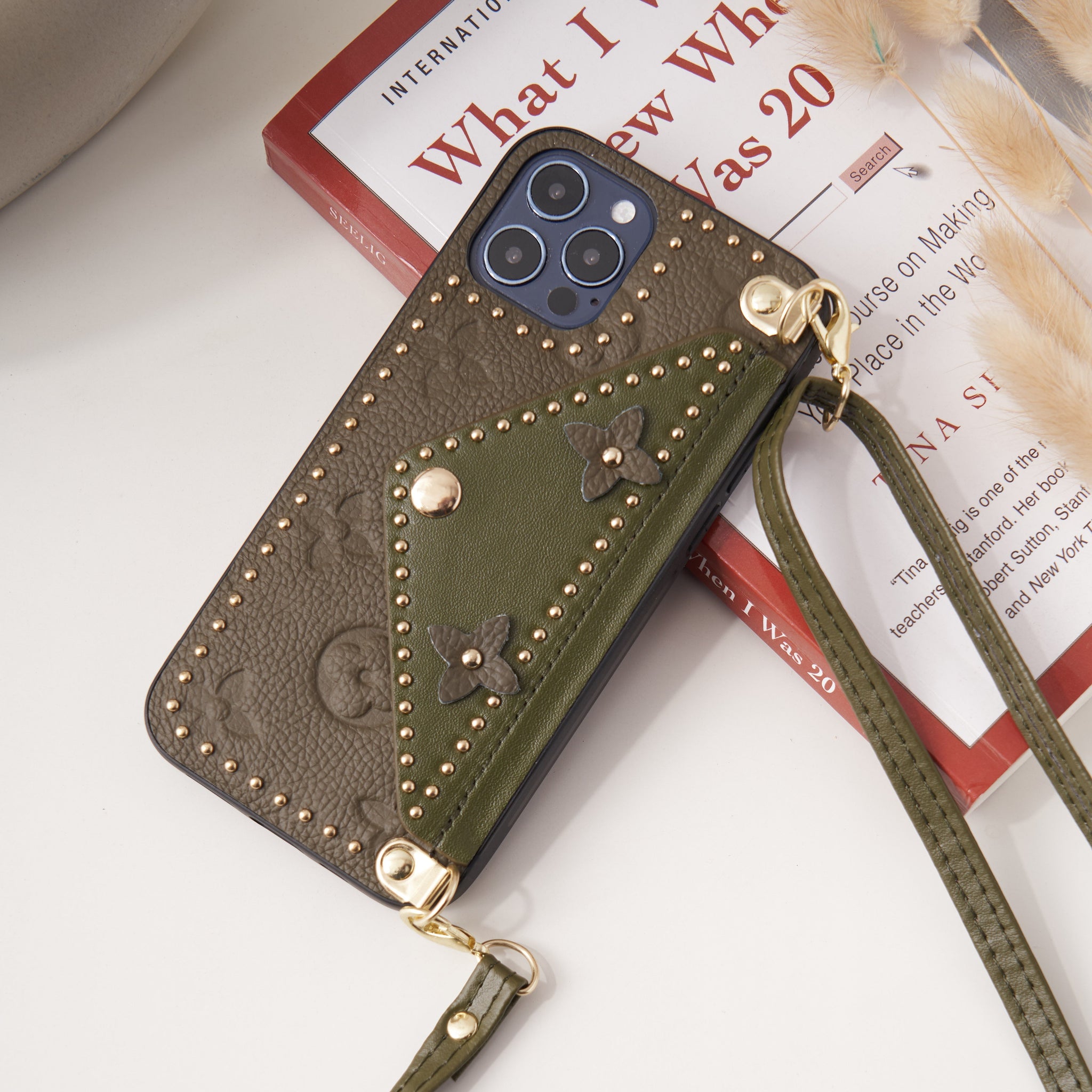 Luxury Genuine Leather Wallet Phone Case With Crosschain