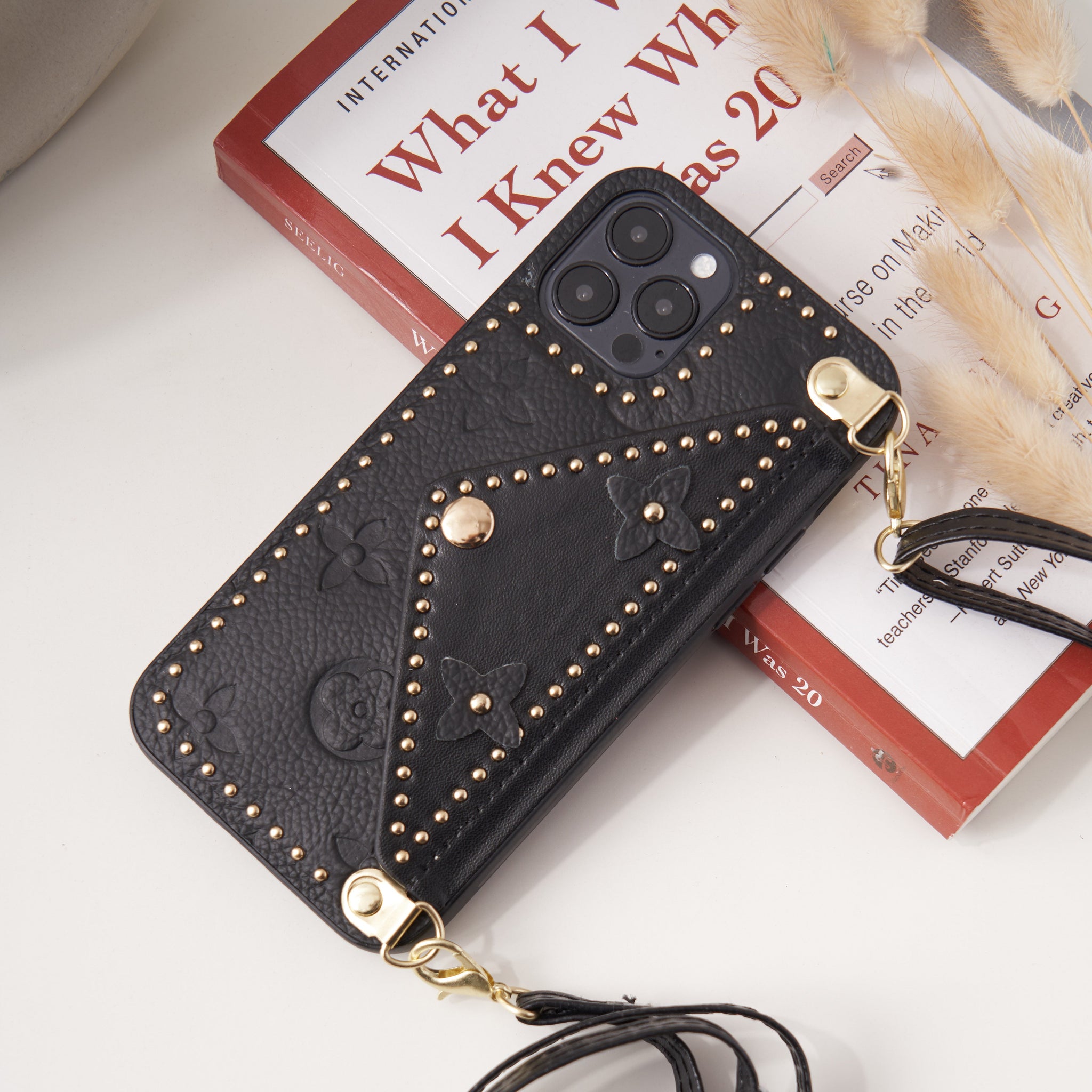 Luxury Genuine Leather Wallet Phone Case With Crosschain