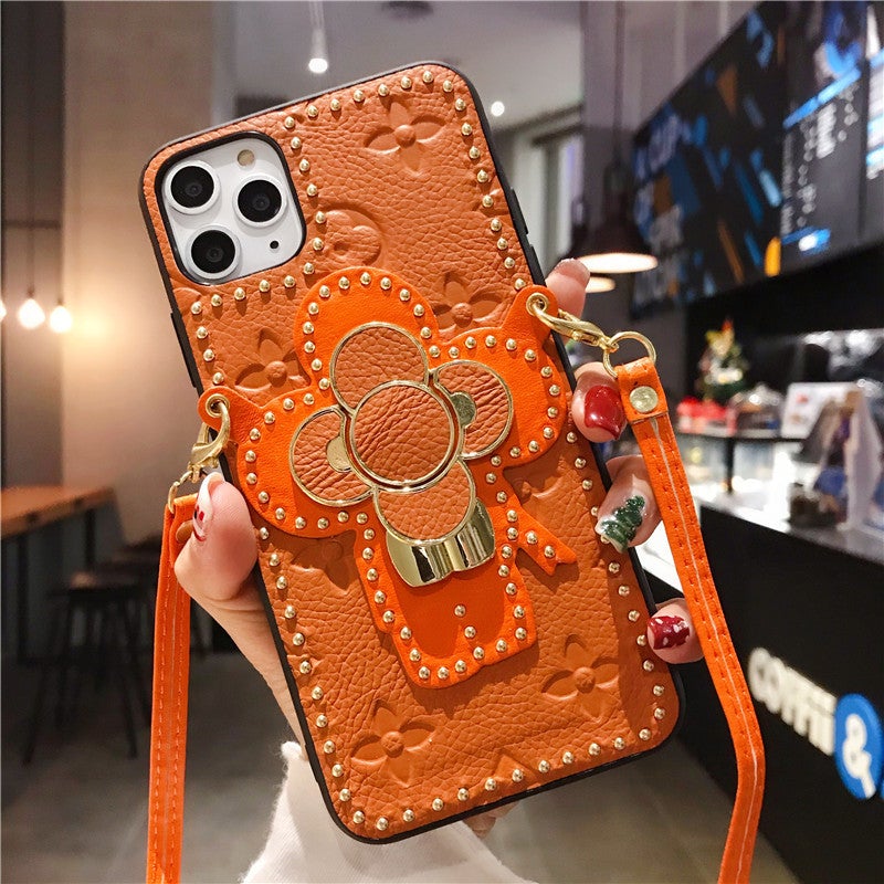 Luxury Leather Embossing Phone Case With Strap