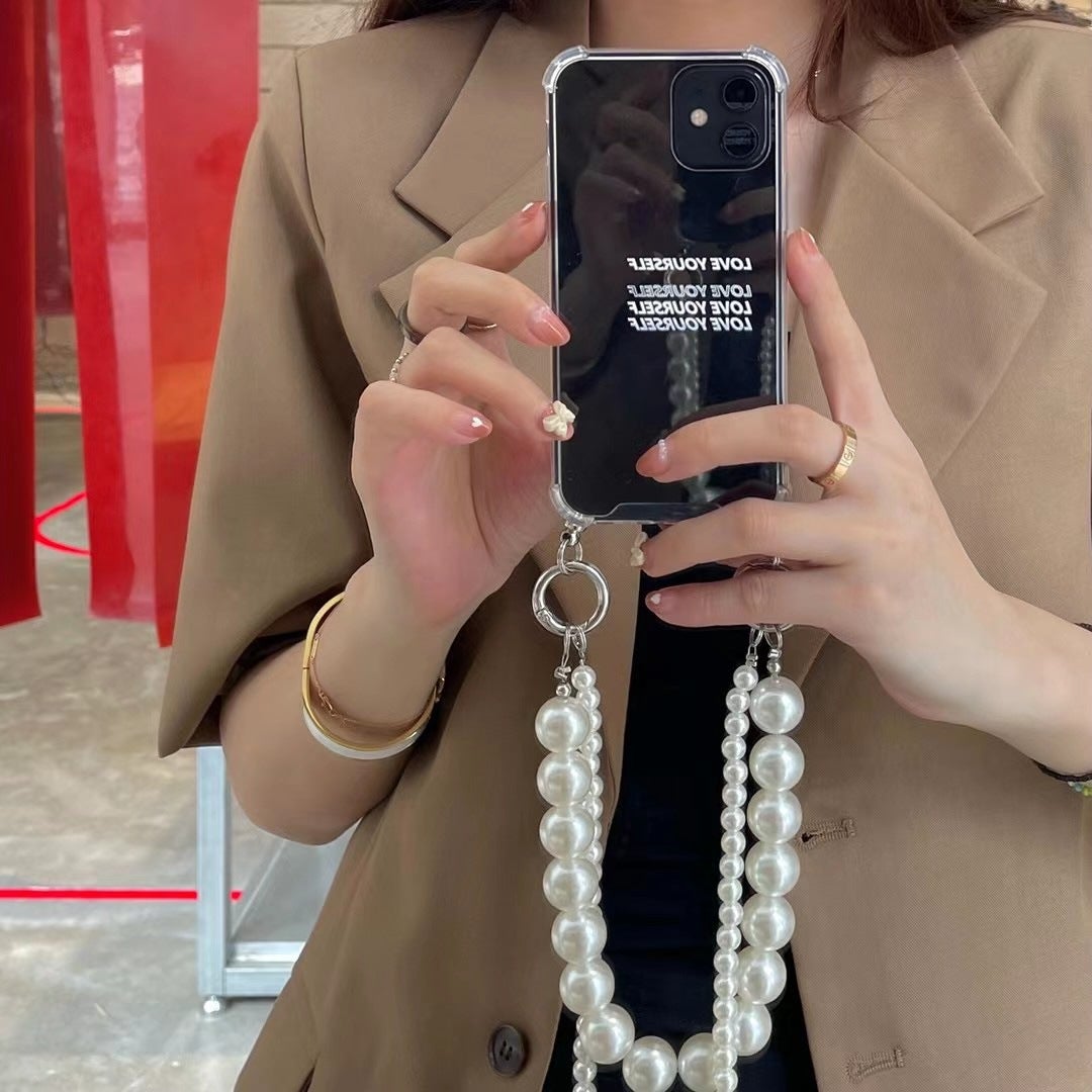 Luxury Pearls Two Way Strap Chain Necklace Phone Case
