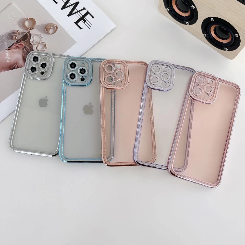Electroplated Phone Case Design With Diamond Accent