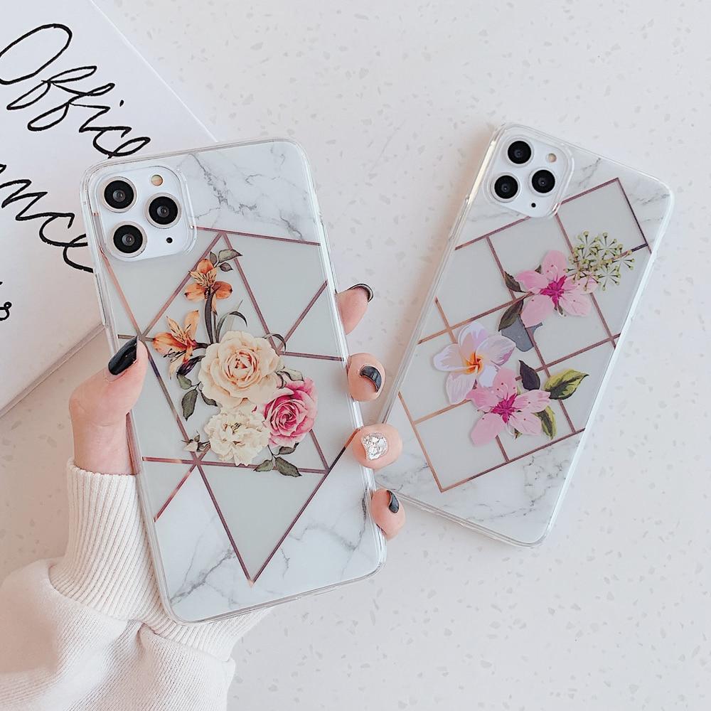 Marble Electroplated Flowers Case