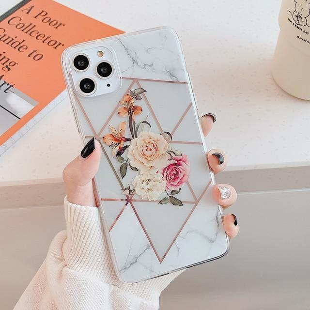Marble Electroplated Flowers Case