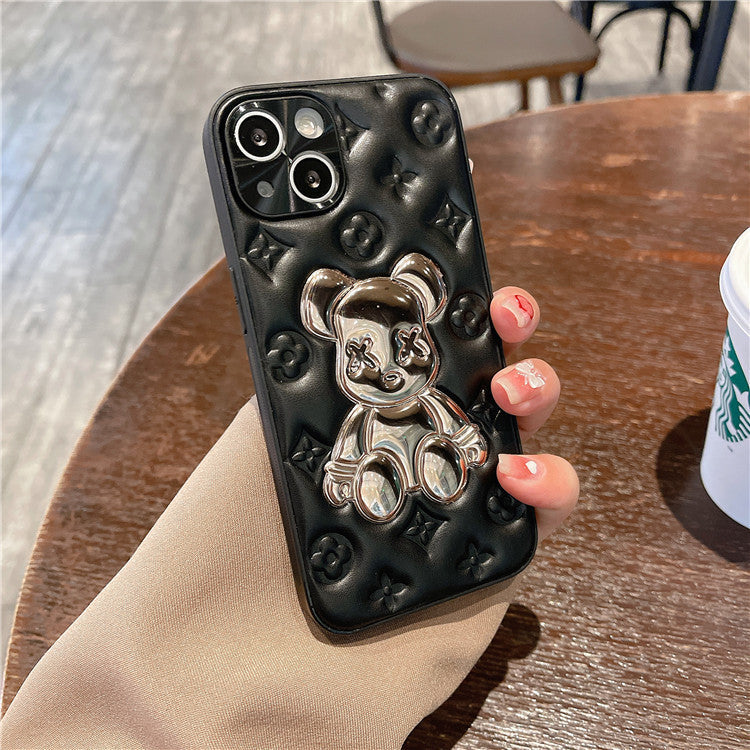 Metal Leather Bearbrick Phone Case
