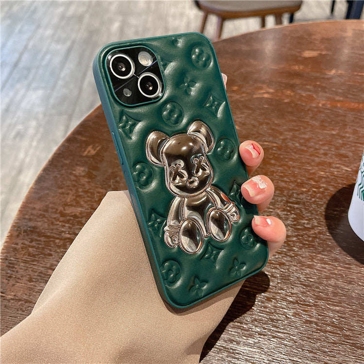 Metal Leather Bearbrick Phone Case