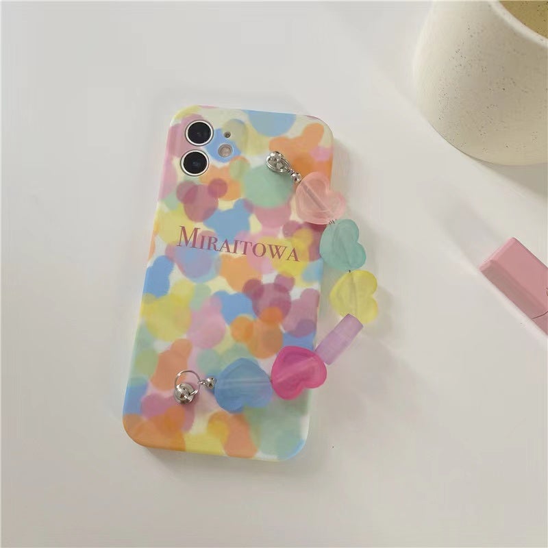 Miraitowa Crystal Heart Hand Strap Phone Case