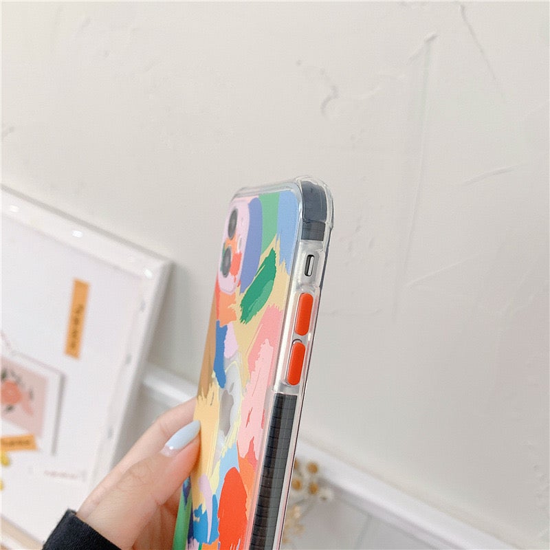 Oil Painting Graffiti Phone Case with Rainbow Strap Chain