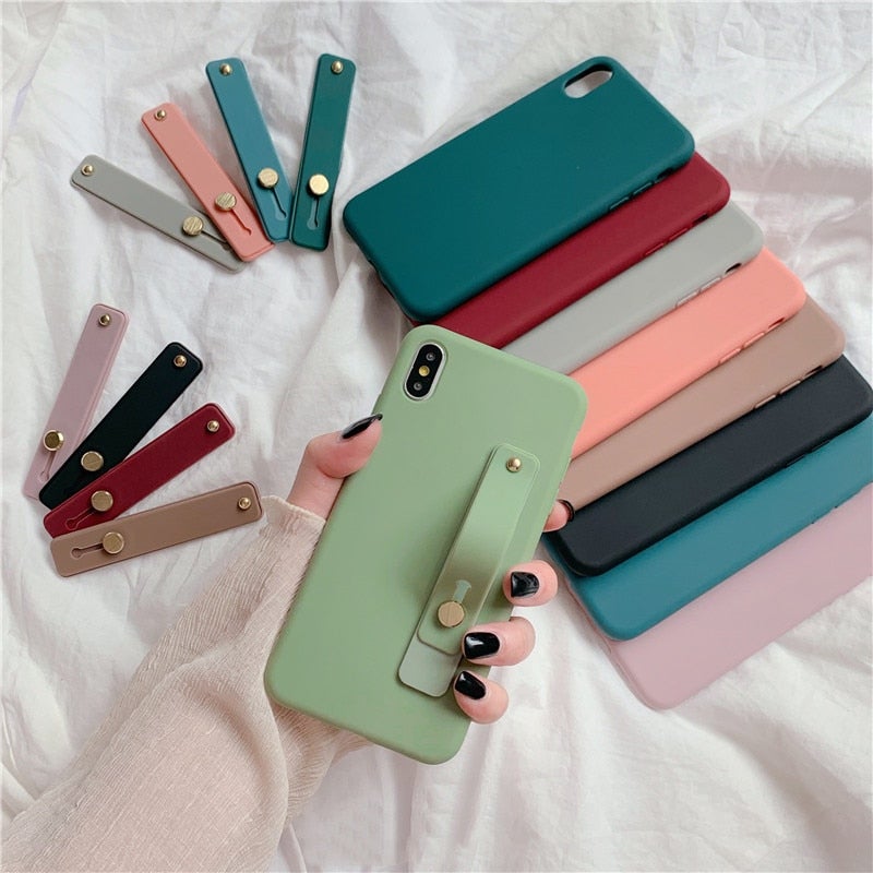 Plain Candy Colored Phone Case with Hand Strap