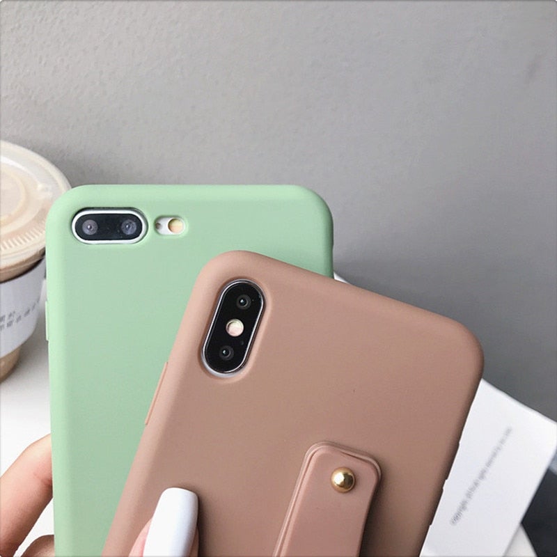 Plain Candy Colored Phone Case with Hand Strap