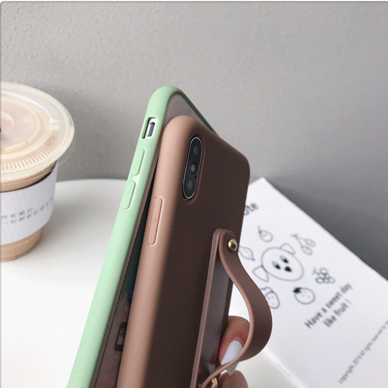 Plain Candy Colored Phone Case with Hand Strap