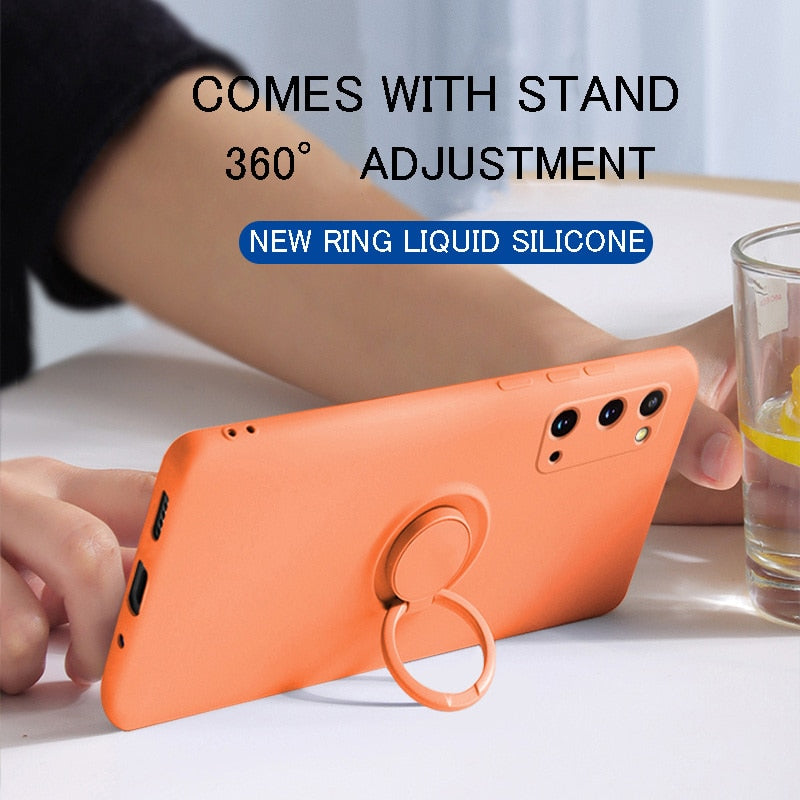 Samsung Magnetic Liquid Silicone Case With Ring Holder
