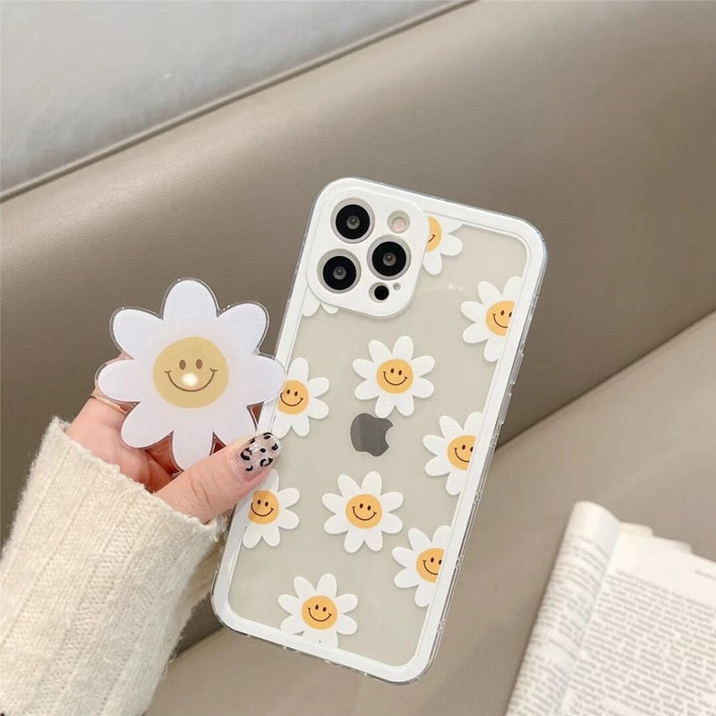 Cute Smiling Daisies Phone Case With Matching Daisy Phone Grip