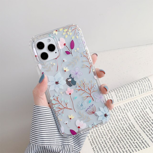 Clear Shockproof Flower Butterfly Phone Case
