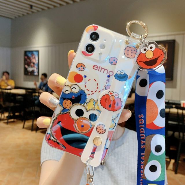 Cute Cookie Monsters Elmo Phone Case With Wrist Band Belt