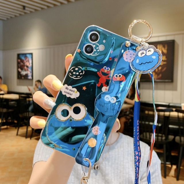 Cute Cookie Monsters Elmo Phone Case With Wrist Band Belt
