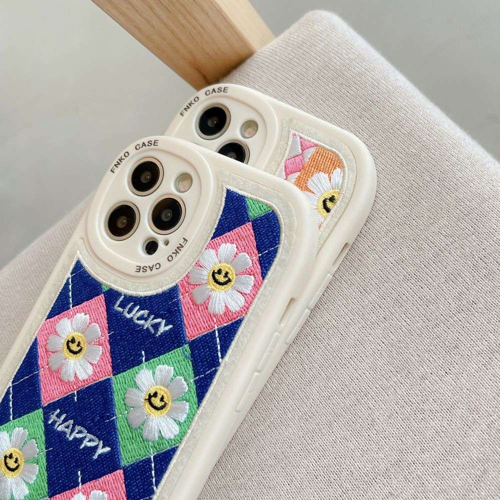 Cute Phone Case With Luxury Embroidery Flower