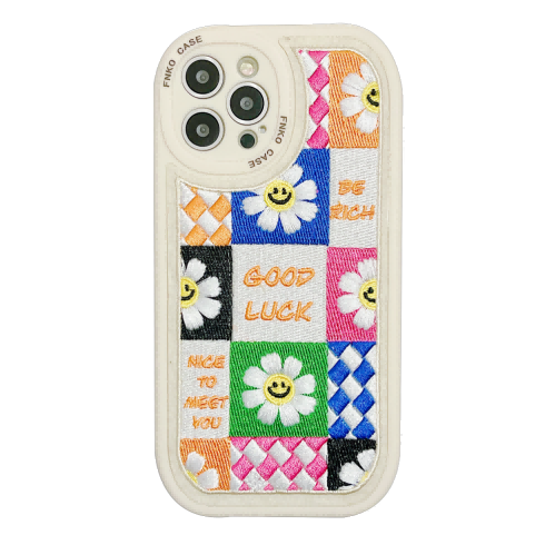 Cute Phone Case With Luxury Embroidery Flower