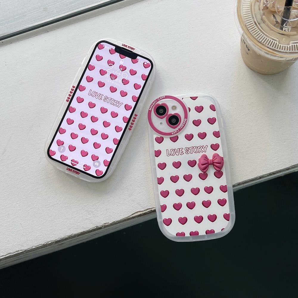 Cute Pink Bow Heart Phone Case Design