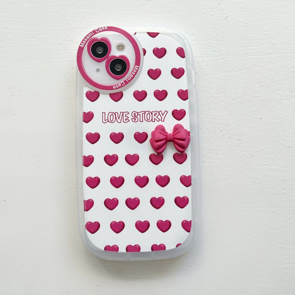 Cute Pink Bow Heart Phone Case Design