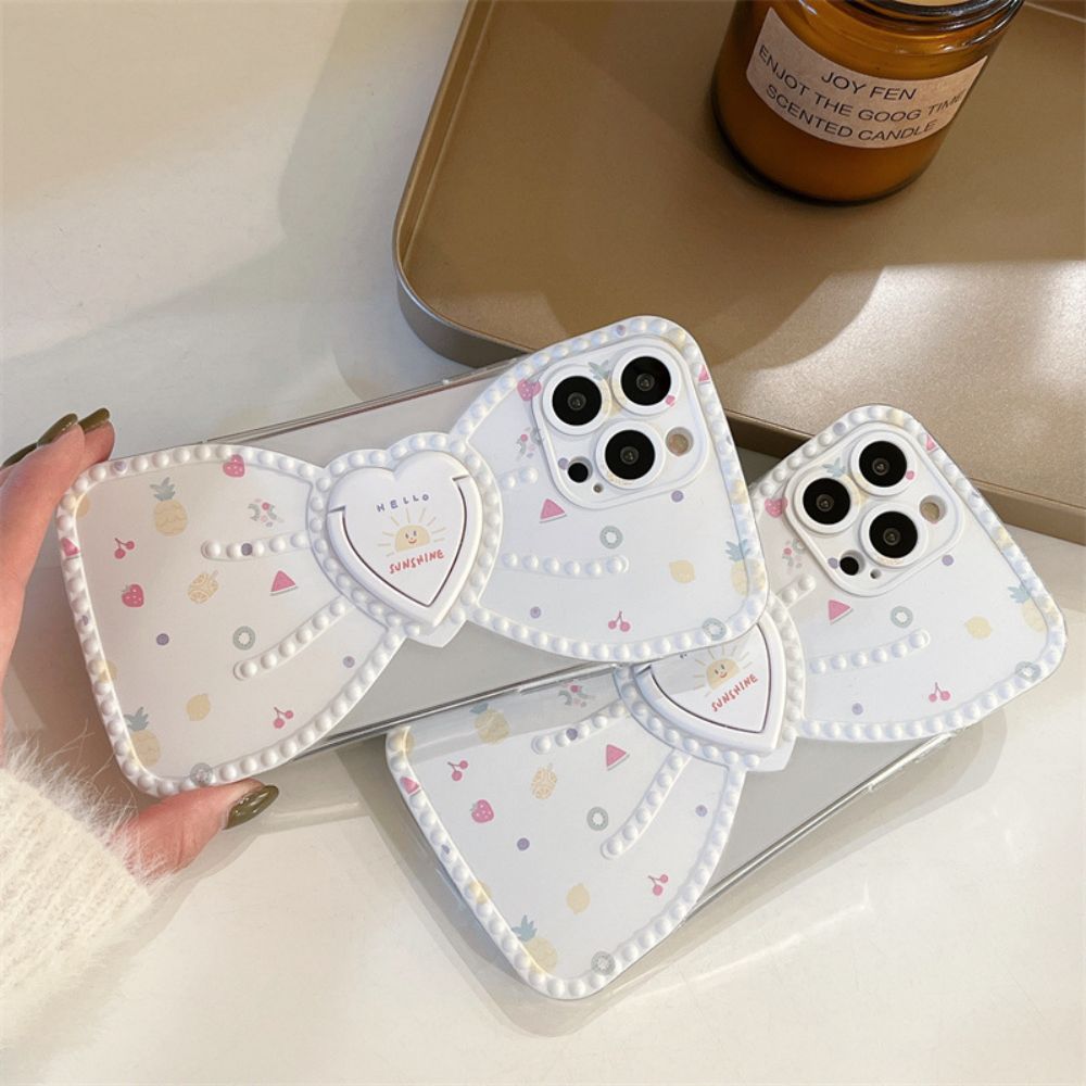 Cute Flower Bow phone Case With Heart Ring Holder