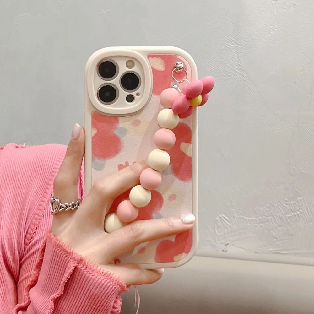 Cute Pink Flower Wristband Bracelet Phone Case