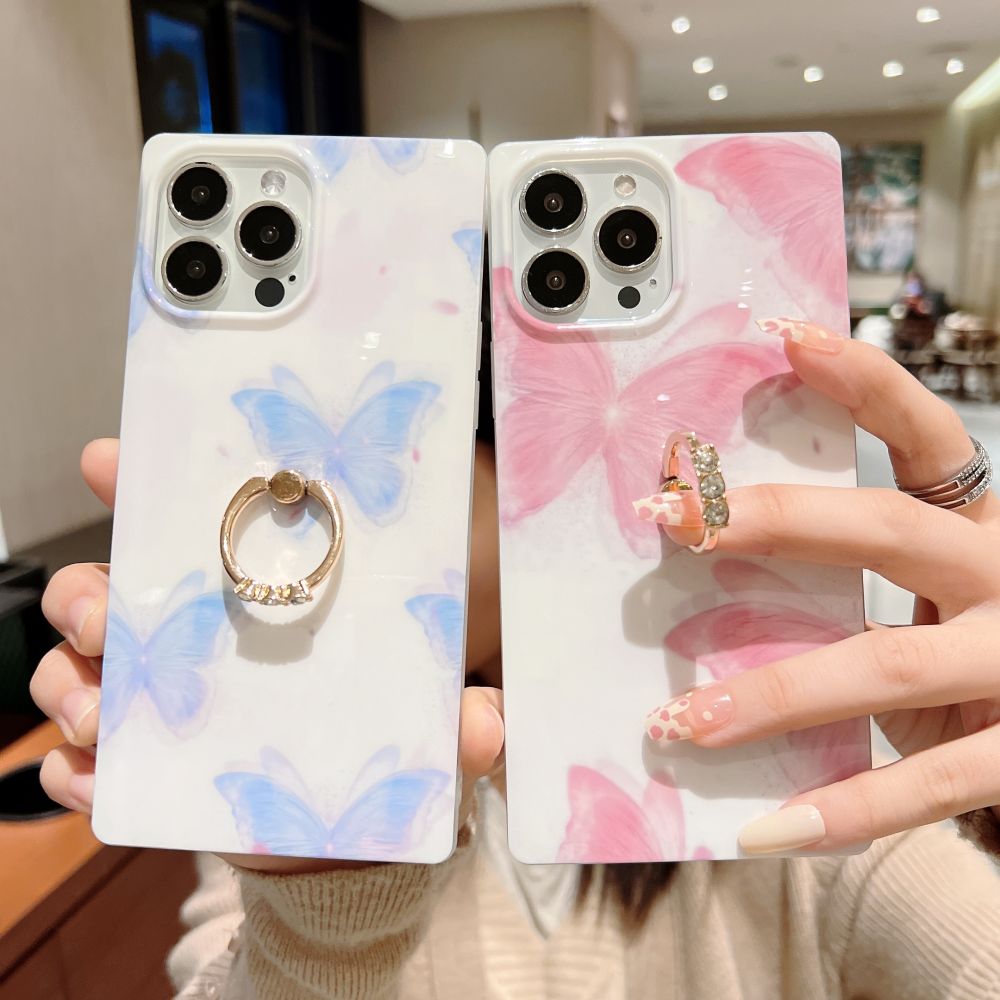 Square Butterfly Ring Holder Phone Case