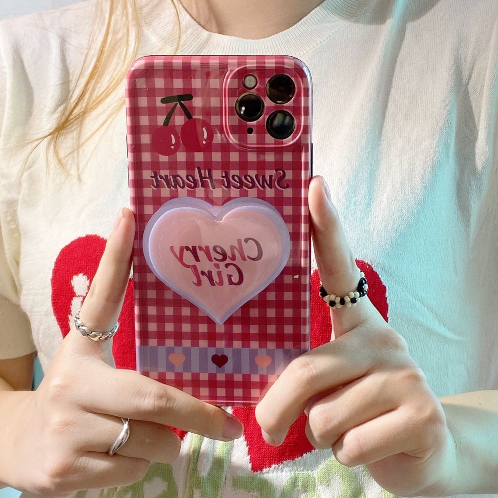I Love Cherry 🍒 Phone Case Design With Cute Heart Phone Grip