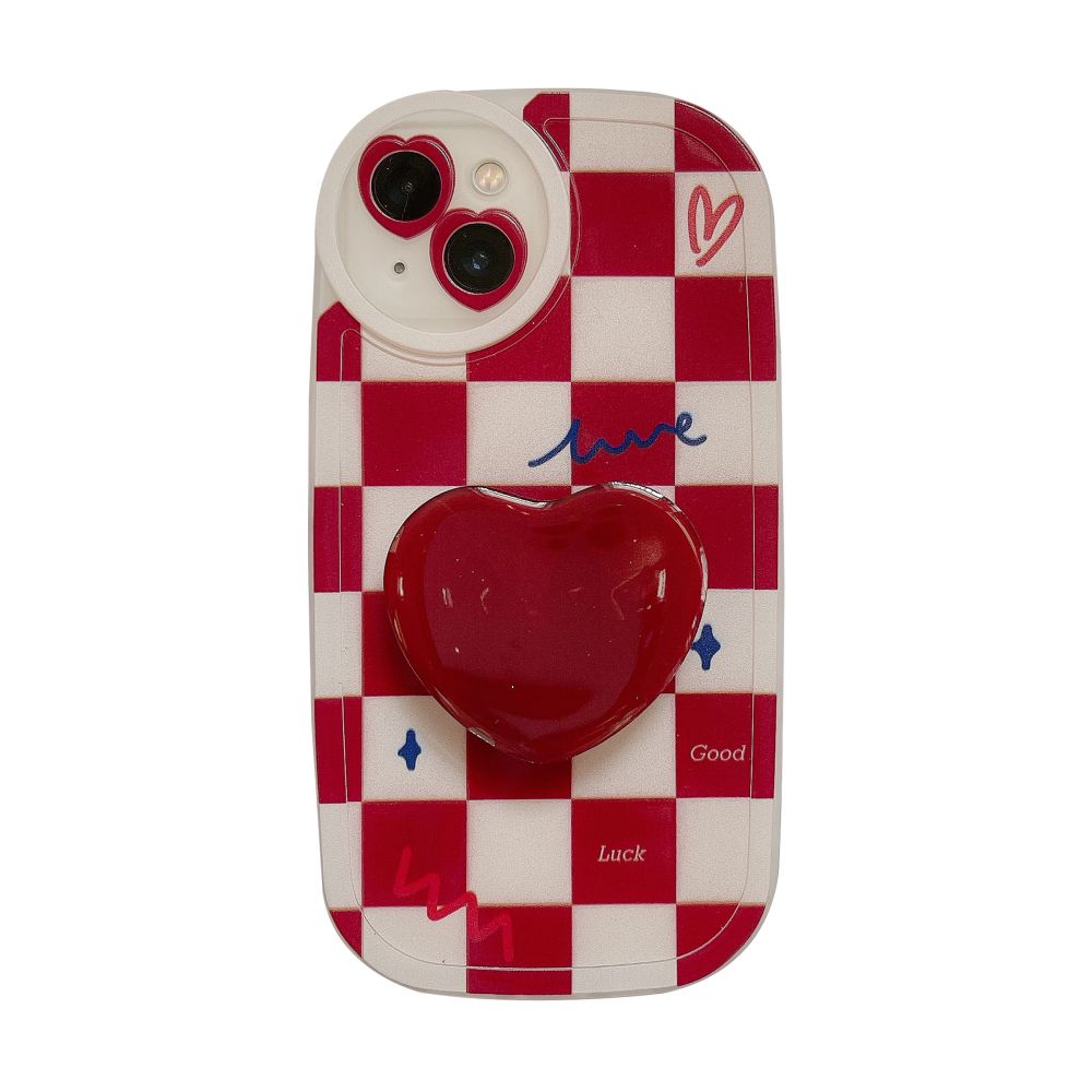 I Love Red! Design Phone Case With Cute Red Heart Phone Grip ♥️