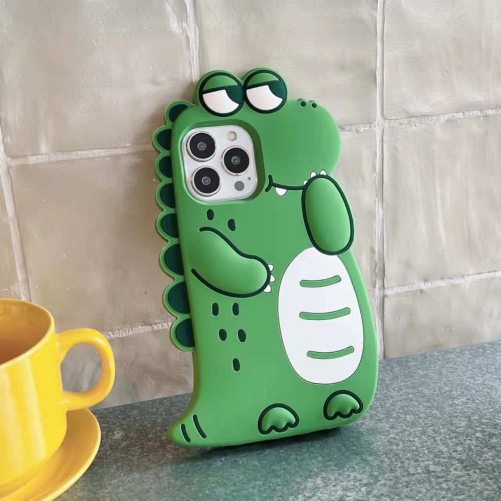 Green Silicone Cartoon Dinosaur Phone Case
