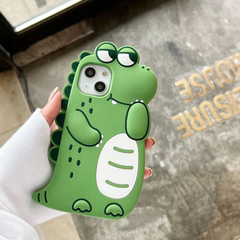 Green Silicone Cartoon Dinosaur Phone Case