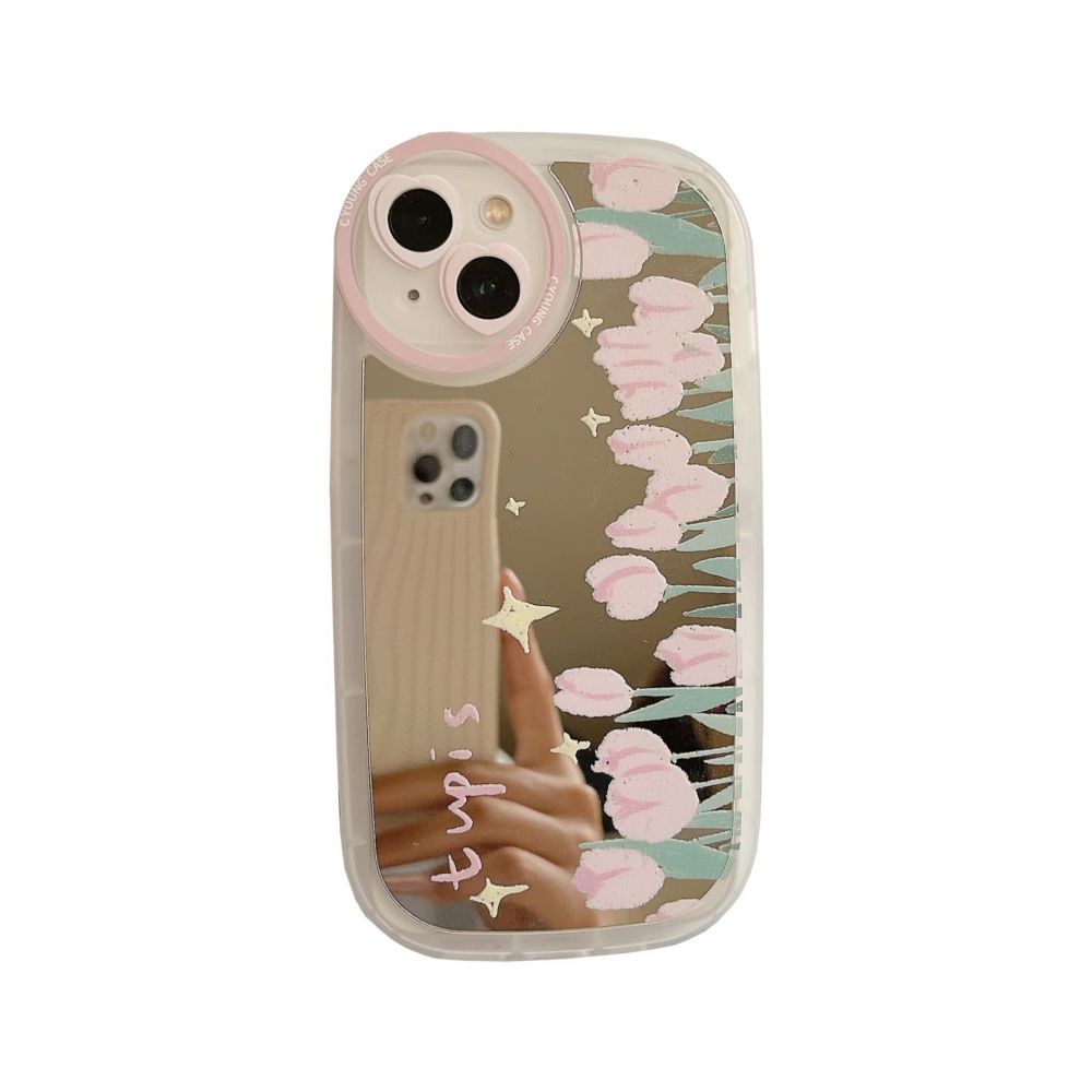 Cute Pink Tulip Mirror Flower Phone Case