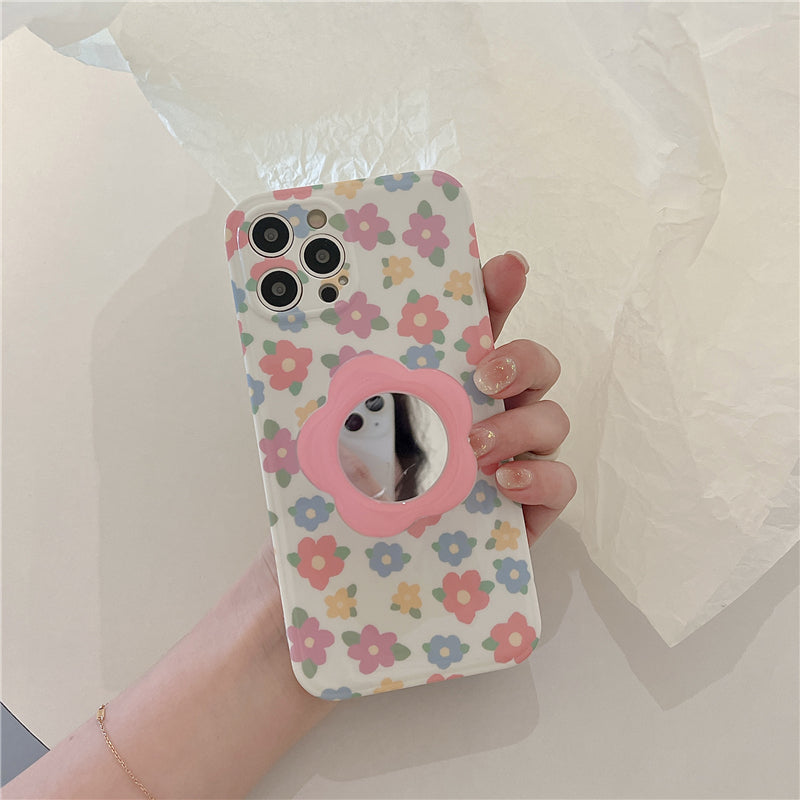 Shockproof Flower Phone Case Design With Cute Makeup Phone Grip