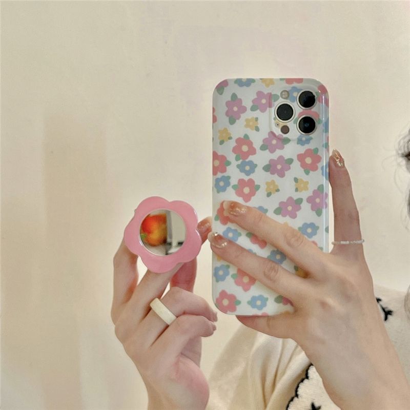 Shockproof Flower Phone Case Design With Cute Makeup Phone Grip