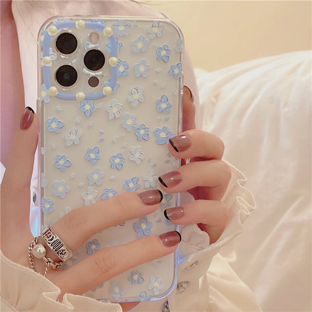 Clear Blue Flower Phone Case