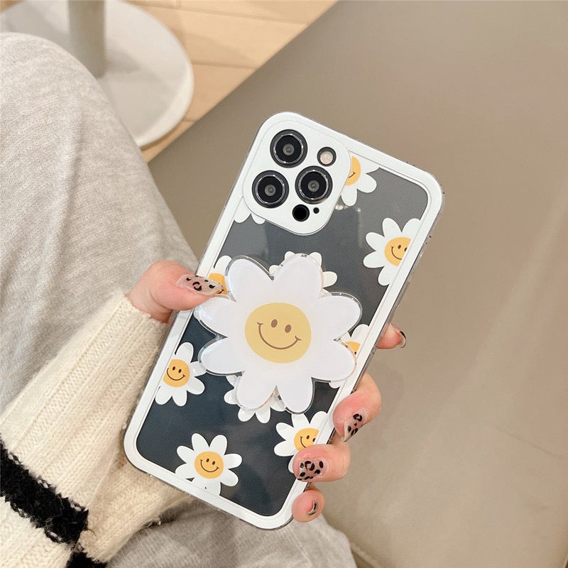 Smiley Daisy Phone Case with Holder Stand