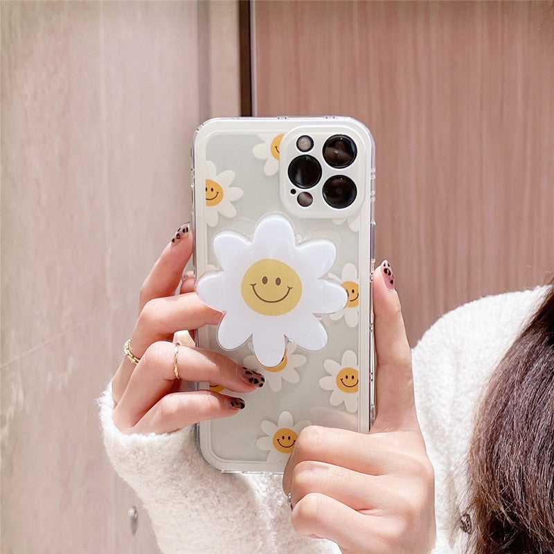 Smiley Daisy Phone Case with Holder Stand