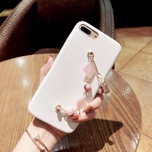 Subtle Elegance Phone Case with Beaded Chain Strap