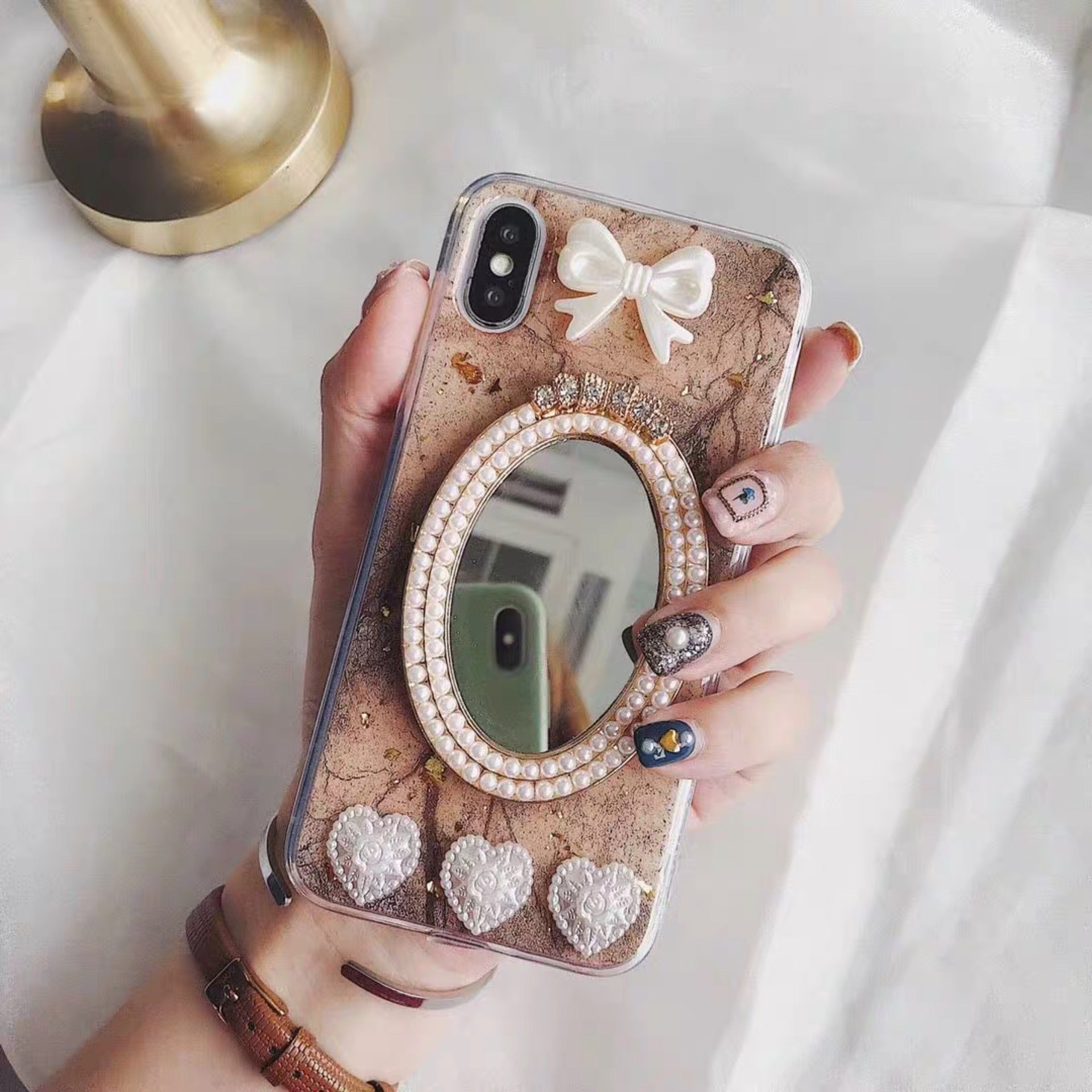 Vintage Marble Pearl Mirror Phone Case